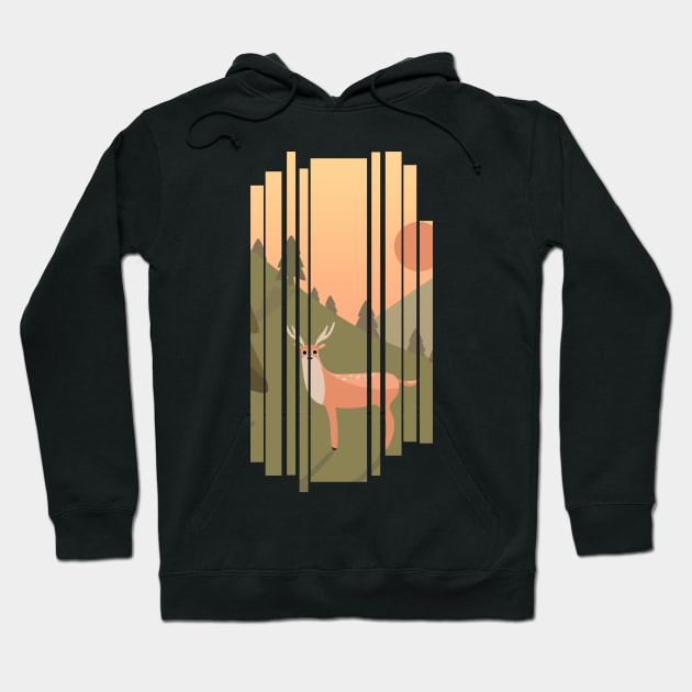 Deer in the field illustration Hoodie by SaturnPrints